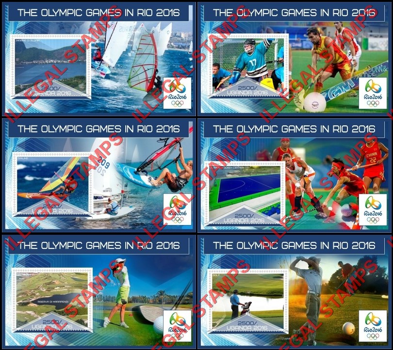 Uganda 2016 Olympic Games in Rio Illegal Stamp Souvenir Sheets of 1 Uganda 2016 Olympic Games in Rio Illegal Stamp Souvenir Sheets of 1