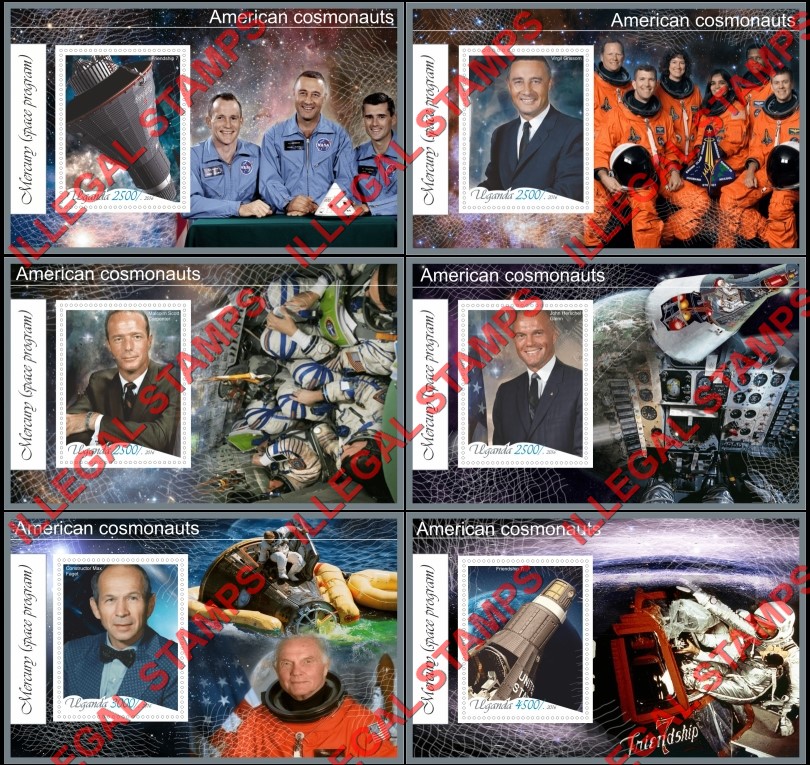 Uganda 2016 Space Mercury Space Program Illegal Stamp Souvenir Sheets of 1 Uganda 2016 Space Mercury Space Program Illegal Stamp Souvenir Sheets of 1