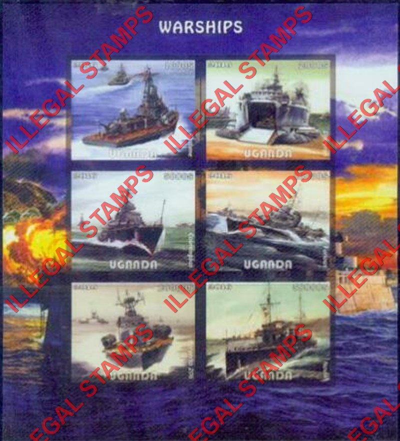 Uganda 2016 Warships Illegal Stamp Souvenir Sheet of 6 (Sheet 4) Uganda 2016 Warships Illegal Stamp Souvenir Sheet of 6 (Sheet 4)