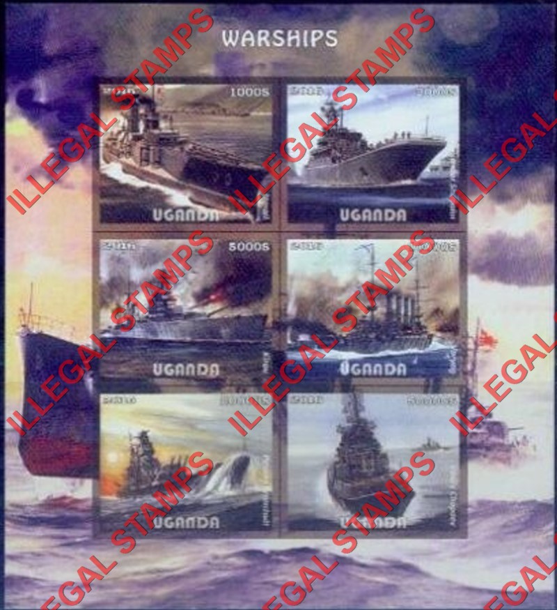 Uganda 2016 Warships Illegal Stamp Souvenir Sheet of 6 (Sheet 5) Uganda 2016 Warships Illegal Stamp Souvenir Sheet of 6 (Sheet 5)