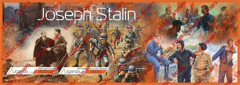 Uganda 2017 Joseph Stalin (different) Illegal Stamp Souvenir Sheet of 2 Uganda 2017 Joseph Stalin (different) Illegal Stamp Souvenir Sheet of 2