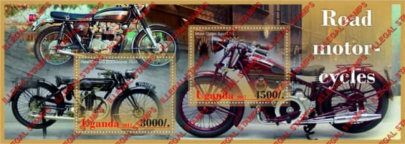 Uganda 2017 Motorcycles Illegal Stamp Souvenir Sheet of 2 Uganda 2017 Motorcycles Illegal Stamp Souvenir Sheet of 2