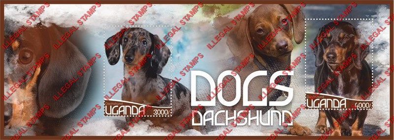 Uganda 2018 Dogs Dachshund Illegal Stamp Souvenir Sheet of 2 Uganda 2018 Dogs Dachshund Illegal Stamp Souvenir Sheet of 2