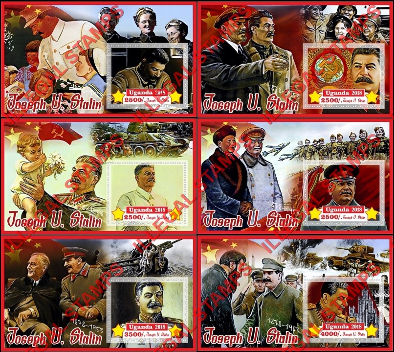 Uganda 2018 Joseph Stalin Illegal Stamp Souvenir Sheets of 1 Uganda 2018 Joseph Stalin Illegal Stamp Souvenir Sheets of 1