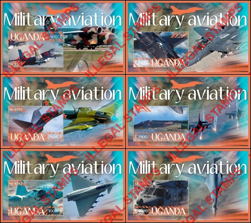 Uganda 2018 Military Aviation Illegal Stamp Souvenir Sheets of 1 Uganda 2018 Military Aviation Illegal Stamp Souvenir Sheets of 1