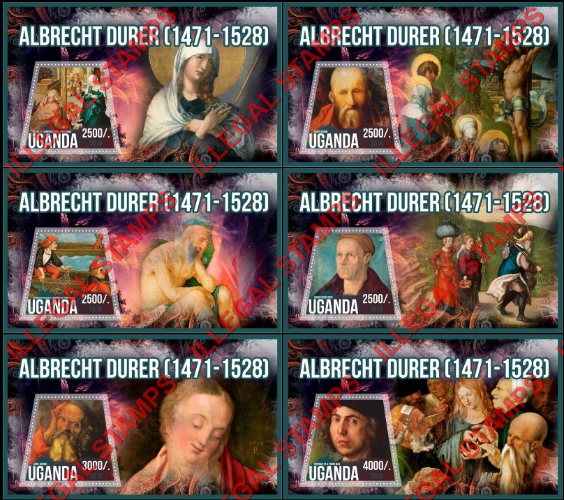 Uganda 2018 Paintings by Albrecht Durer Illegal Stamp Souvenir Sheets of 1 Uganda 2018 Paintings by Albrecht Durer Illegal Stamp Souvenir Sheets of 1