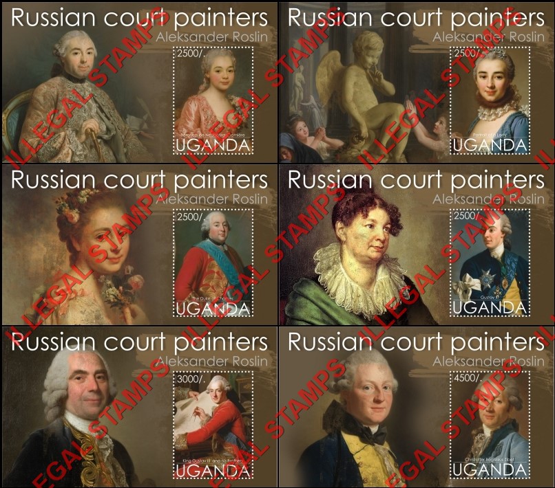 Uganda 2018 Paintings by Aleksander Roslin Illegal Stamp Souvenir Sheets of 1 Uganda 2018 Paintings by Aleksander Roslin Illegal Stamp Souvenir Sheets of 1