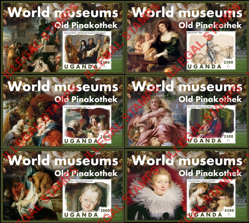 Uganda 2018 Paintings in World Museums Old Pinakothek Illegal Stamp Souvenir Sheets of 1 Uganda 2018 Paintings in World Museums Old Pinakothek Illegal Stamp Souvenir Sheets of 1