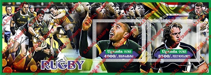 Uganda 2018 Rugby Players Illegal Stamp Souvenir Sheet of 2 Uganda 2018 Rugby Players Illegal Stamp Souvenir Sheet of 2