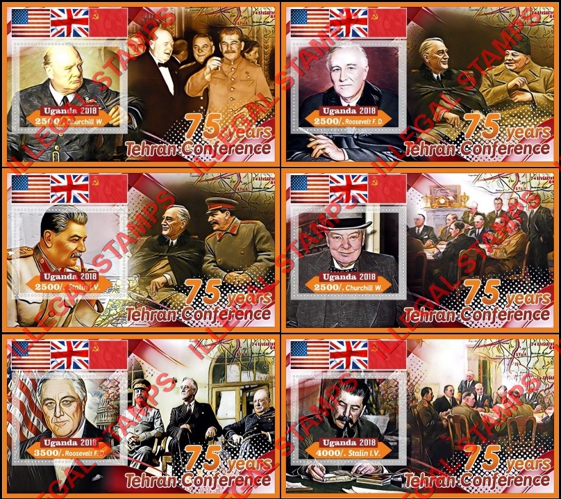 Uganda 2018 Tehran Conference Illegal Stamp Souvenir Sheets of 1 Uganda 2018 Tehran Conference Illegal Stamp Souvenir Sheets of 1