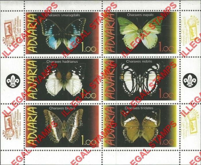Adjaria 1997 Butterflies Illegal Stamps Adjaria 1997 Butterflies Illegal Stamps