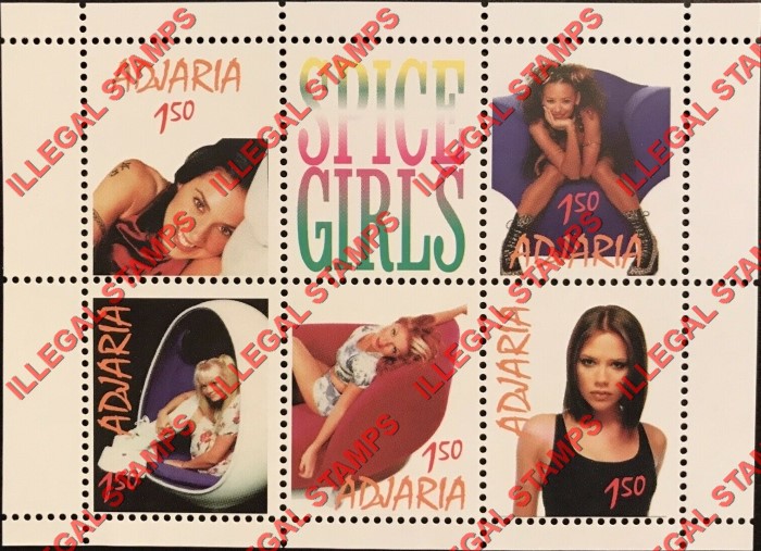 Adjaria 1999 Spice Girls Illegal Stamps Adjaria 1999 Spice Girls Illegal Stamps