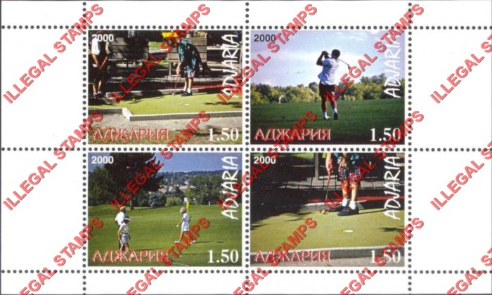 Adjaria 2000 Golfing Illegal Stamps Adjaria 2000 Golfing Illegal Stamps