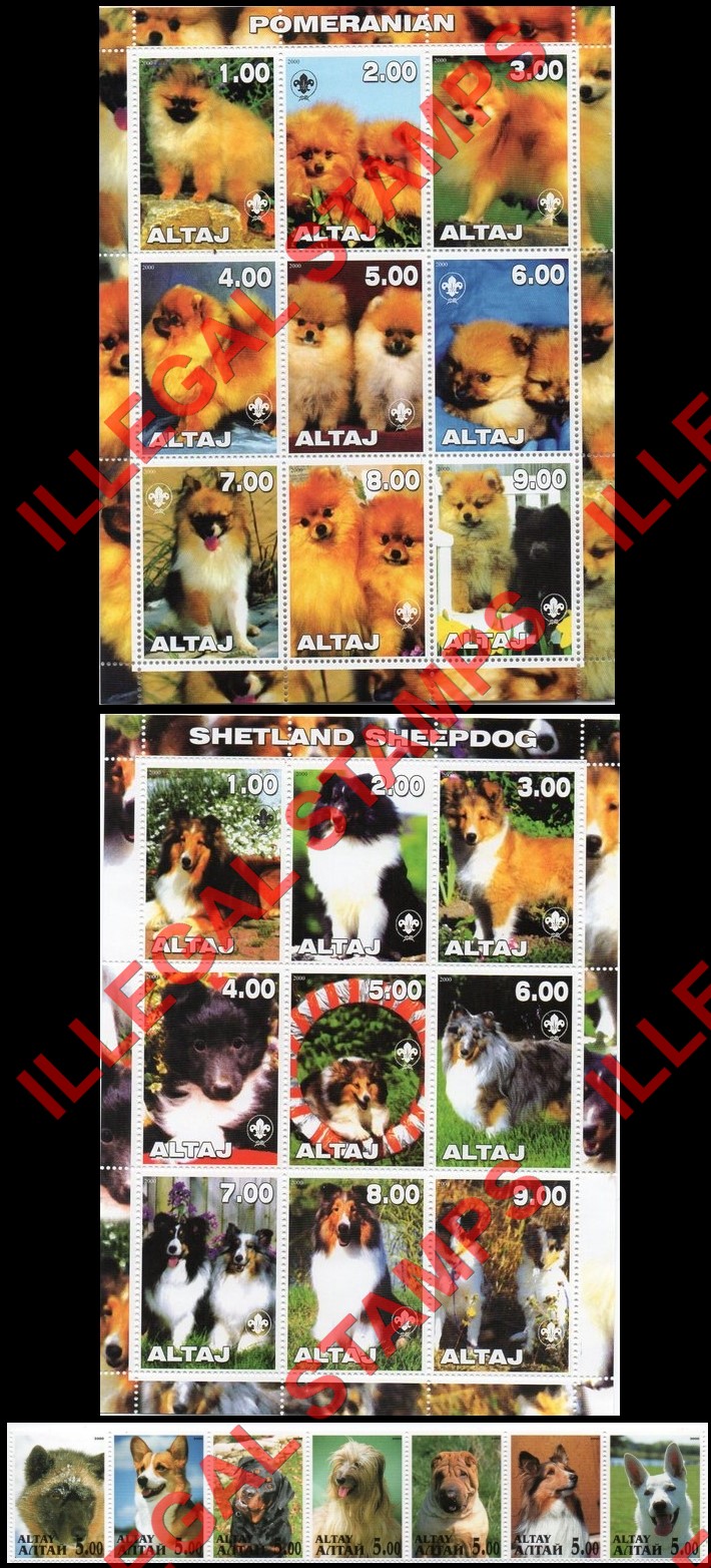 Altai Region 2000 Dogs Illegal Stamps Altai Region 2000 Dogs Illegal Stamps