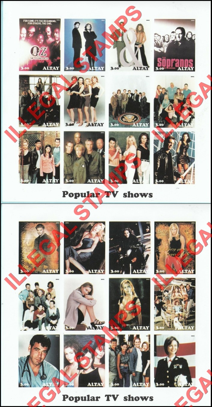 Altai Region 2001 Popular TV Shows Illegal Stamps Altai Region 2001 Popular TV Shows Illegal Stamps