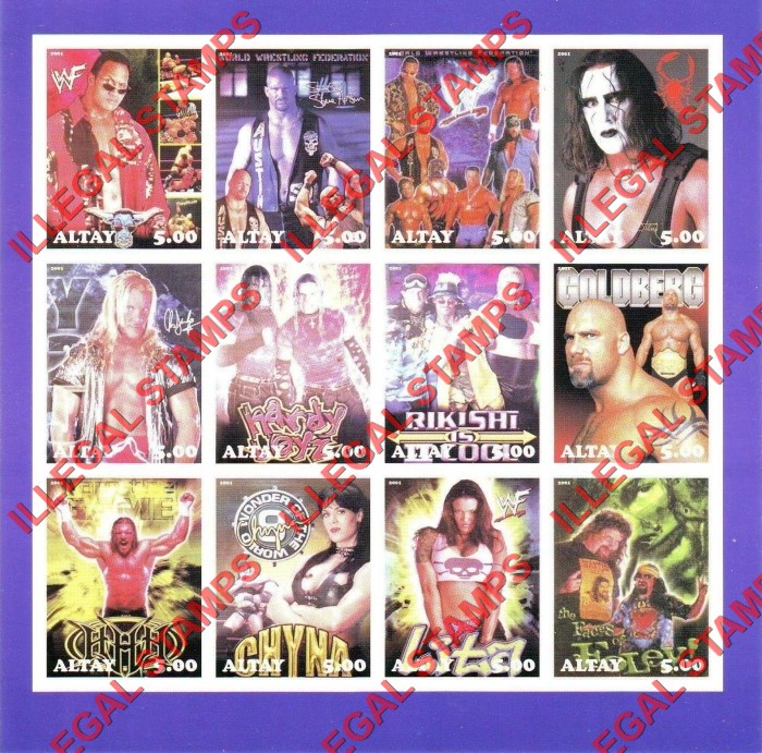 Altai Region 2001 World Wrestling Federation Illegal Stamps Altai Region 2001 World Wrestling Federation Illegal Stamps