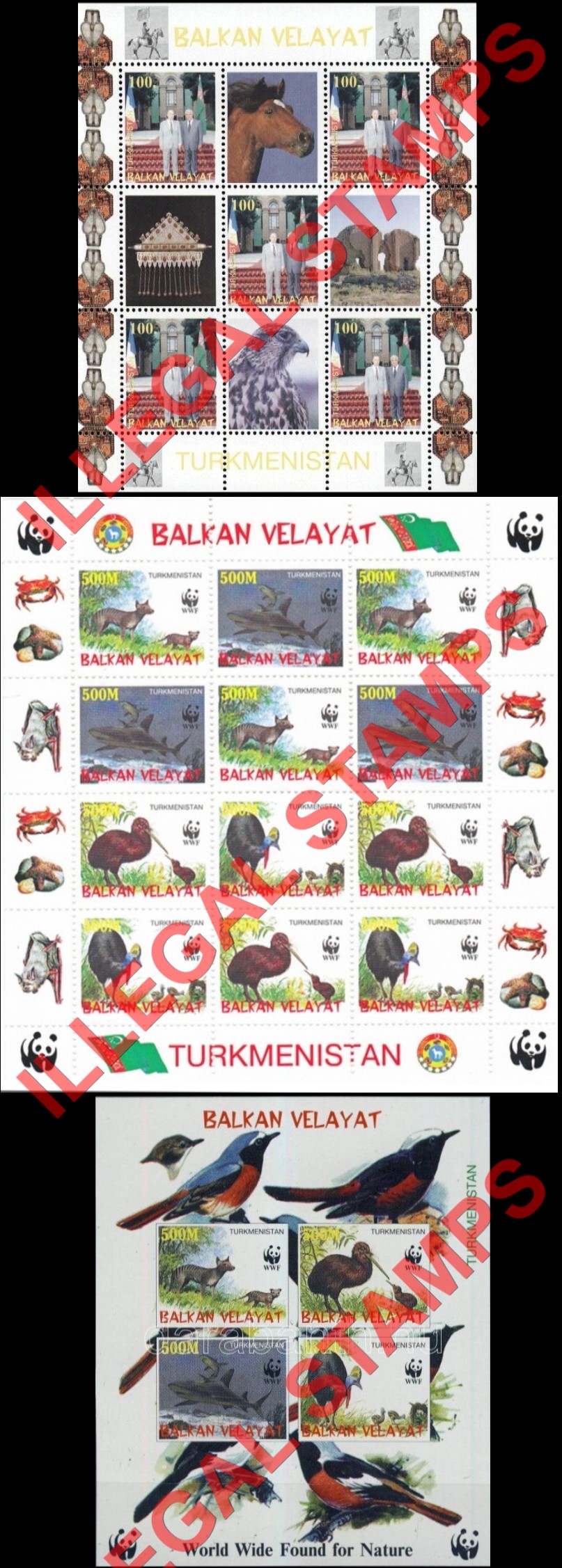 Balkan Velayat 1998 Illegal Stamps Balkan Velayat 1998 Illegal Stamps