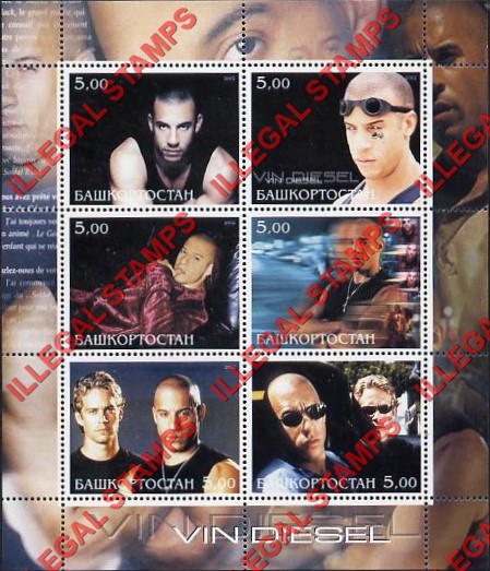 Republic of Bashkortostan 2002 Vin Diesel Illegal Stamps Republic of Bashkortostan 2002 Vin Diesel Illegal Stamps