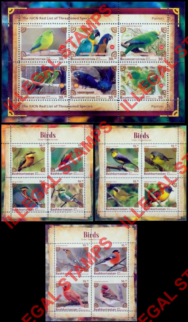 Republic of Bashkortostan 2019 Birds Illegal Stamps Republic of Bashkortostan 2019 Birds Illegal Stamps