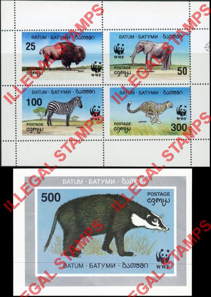 Batum 1994 Animals WWF Illegal Stamps Batum 1994 Animals WWF Illegal Stamps