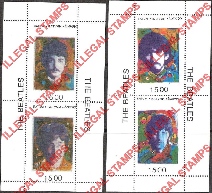 Batum 1998 The Beatles Illegal Stamps Batum 1998 The Beatles Illegal Stamps