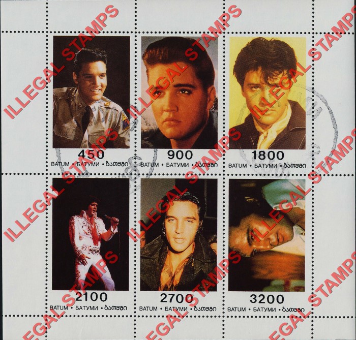 Batum 1999 Elvis Presley Illegal Stamps Batum 1999 Elvis Presley Illegal Stamps