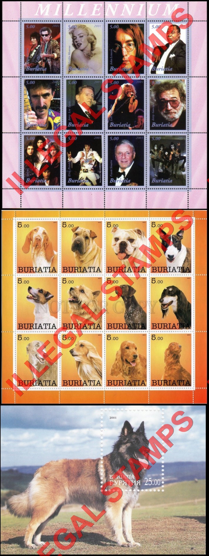 Republic of Buriatia 2001 Illegal Stamps Republic of Buriatia 2001 Illegal Stamps