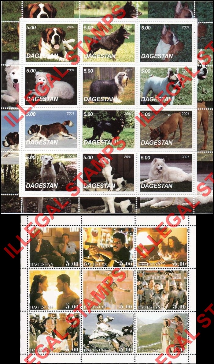 Republic of Dagestan 2001 Illegal Stamps Republic of Dagestan 2001 Illegal Stamps