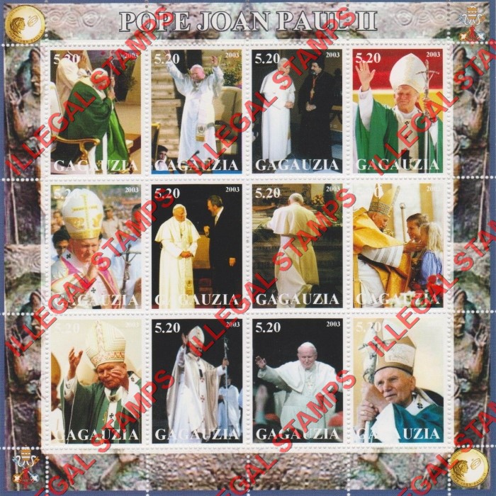 Gagauzia 2003 Pope John Paul II Illegal Stamps Gagauzia 2003 Pope John Paul II Illegal Stamps