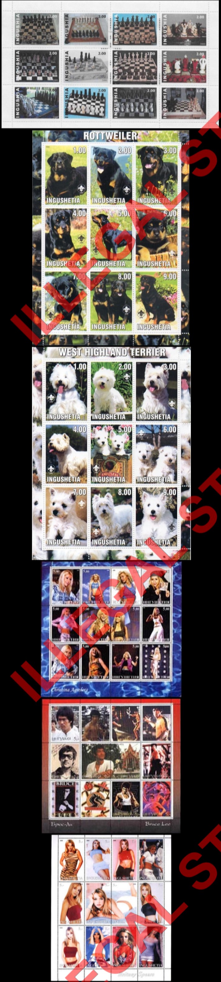 Republic of Ingushetia (Ingushia) 2000 Illegal Stamps Republic of Ingushetia (Ingushia) 2000 Illegal Stamps