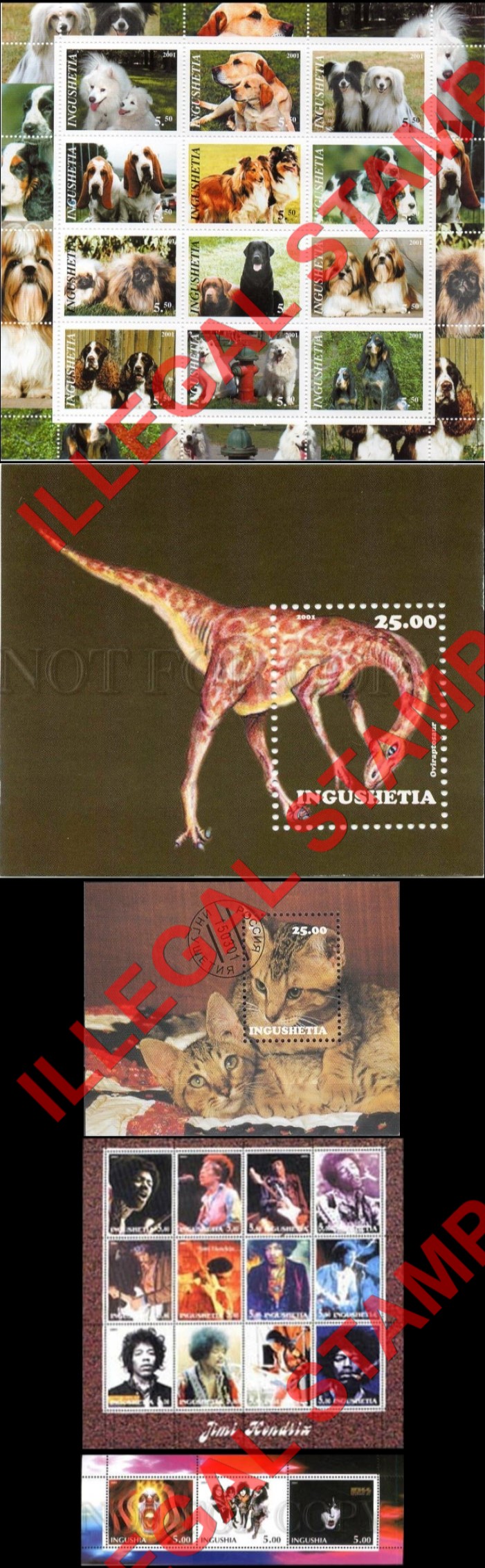 Republic of Ingushetia (Ingushia) 2001 Illegal Stamps Republic of Ingushetia (Ingushia) 2001 Illegal Stamps