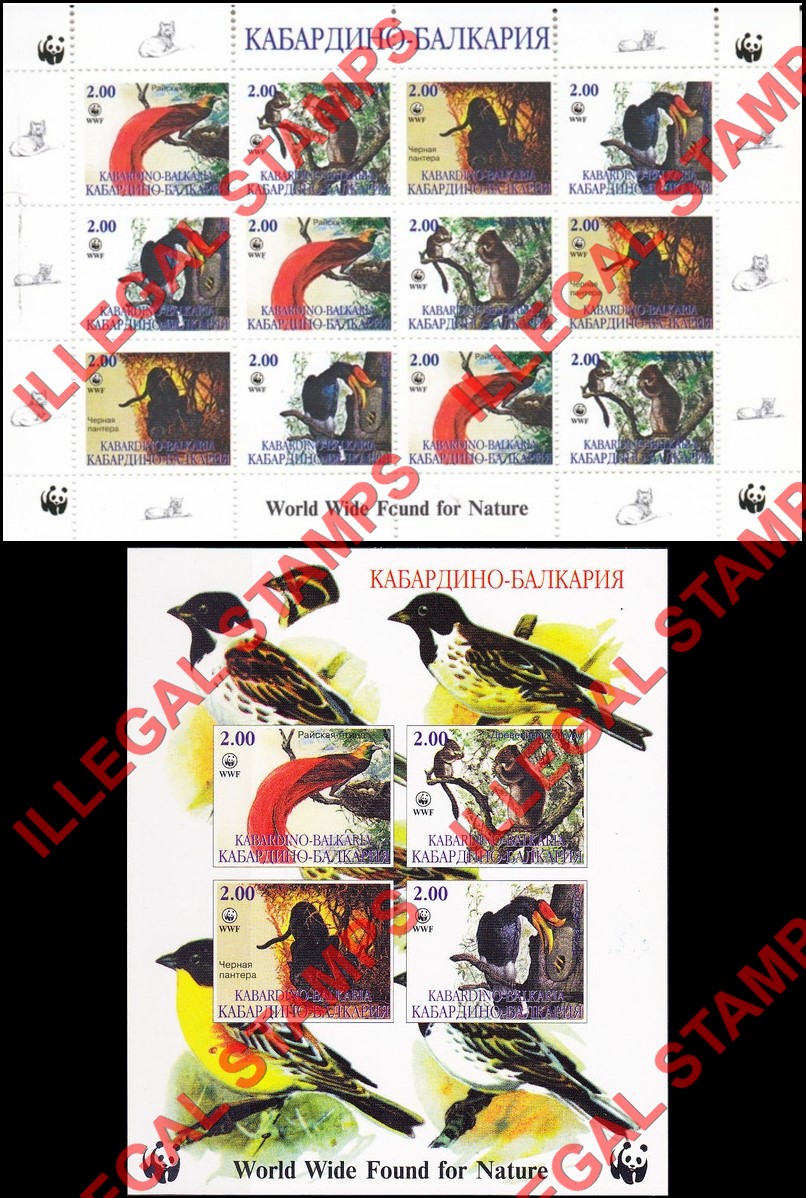 Kabardo-Balkaria 1998 WWF Illegal Stamps Kabardo-Balkaria 1998 WWF Illegal Stamps