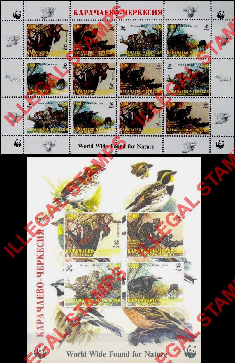 Karachevo-Cherkessia 1998 WWF Illegal Stamps Karachevo-Cherkessia 1998 WWF Illegal Stamps