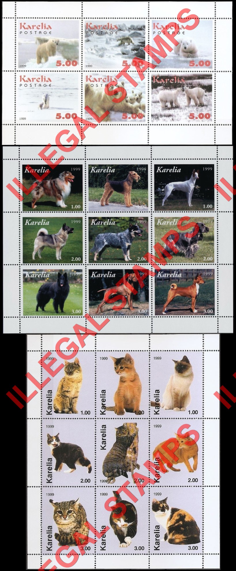Republic of Karelia 1999 Illegal Stamps Republic of Karelia 1999 Illegal Stamps