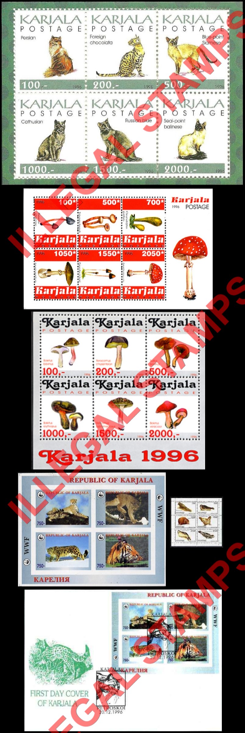 Karjala 1996 Illegal Stamps Karjala 1996 Illegal Stamps