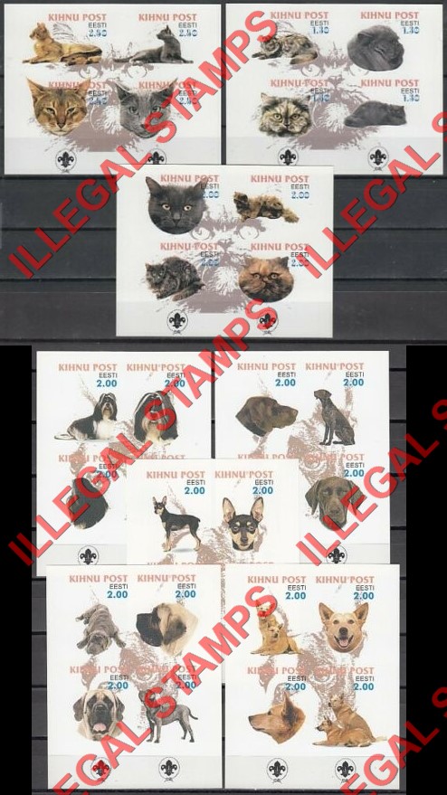 Kihnu Post Dogs and Cats Illegal Stamps Kihnu Post Dogs and Cats Illegal Stamps