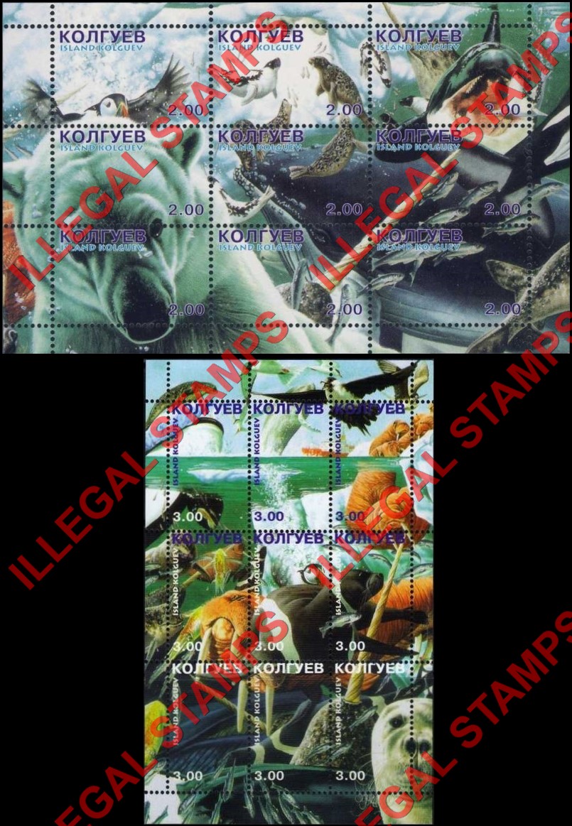 Kolguev Island 1999 Arctic Fauna Illegal Stamps Kolguev Island 1999 Arctic Fauna Illegal Stamps