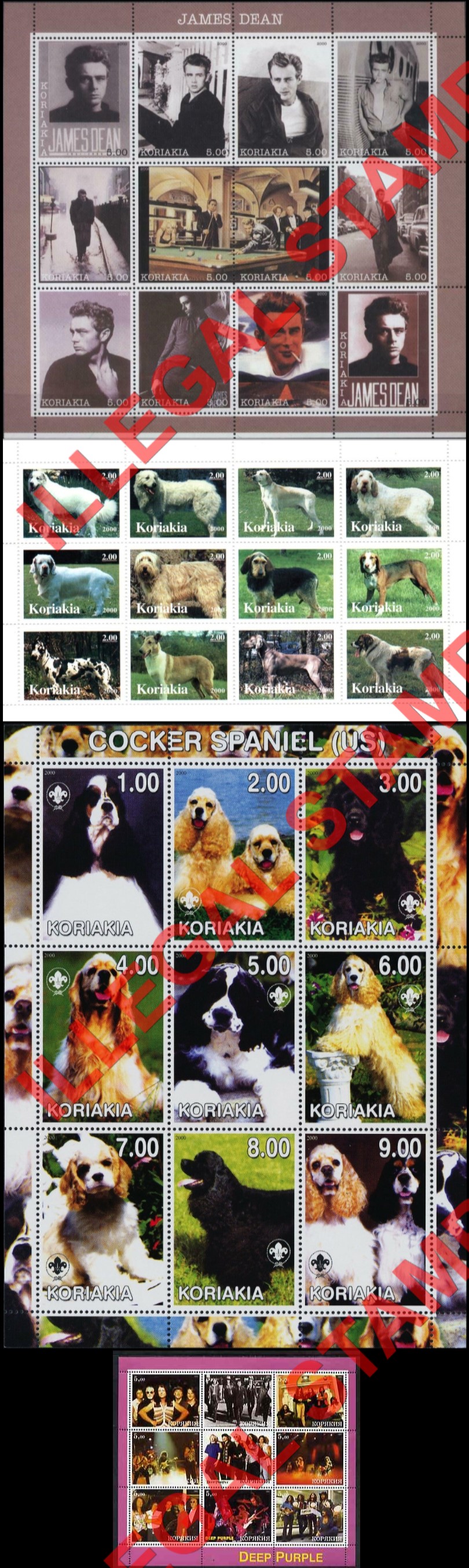 Autonomous Region of Koriakia 2000 Illegal Stamps Autonomous Region of Koriakia 2000 Illegal Stamps
