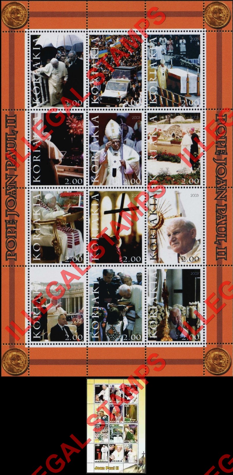 Autonomous Region of Koriakia 2003 Illegal Stamps Autonomous Region of Koriakia 2003 Illegal Stamps