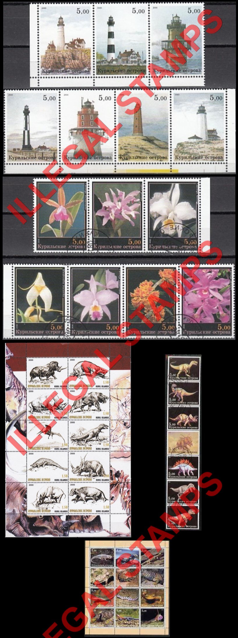 Kuril Islands 2000 Counterfeit Illegal Stamps Kuril Islands 2000 Counterfeit Illegal Stamps