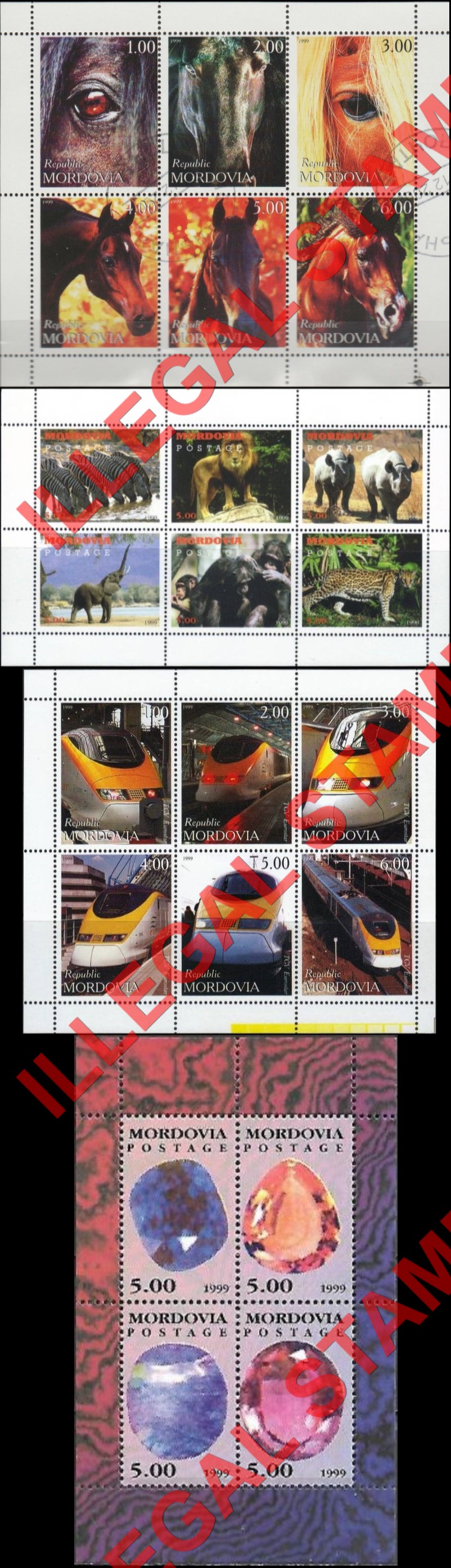 Republic of Mordovia 1999 Counterfeit Illegal Stamps (Part 2) Republic of Mordovia 1999 Counterfeit Illegal Stamps (Part 2)