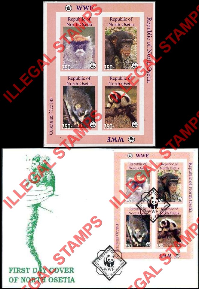 North Ossetia 1996 Counterfeit Illegal Stamps North Ossetia 1996 Counterfeit Illegal Stamps