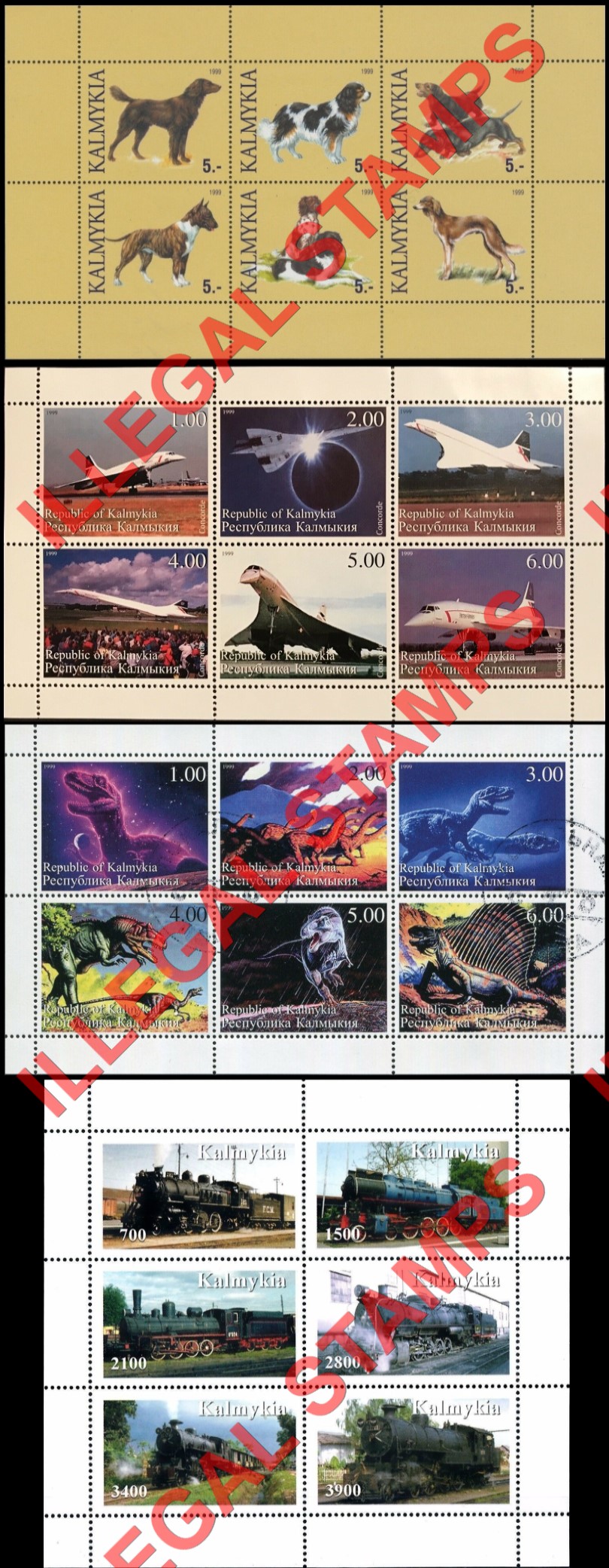 Republic of Kalmykia 1999 Illegal Stamps Republic of Kalmykia 1999 Illegal Stamps
