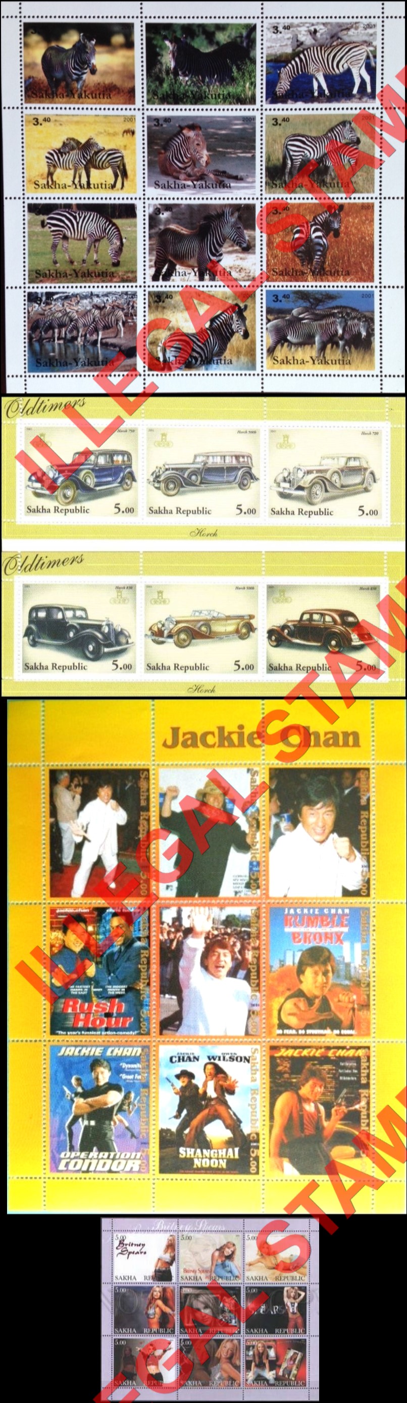 Republic of Sakha Yakutia 2001 Counterfeit Illegal Stamps Republic of Sakha Yakutia 2001 Counterfeit Illegal Stamps