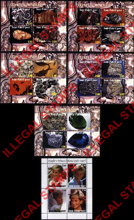 Suur-Pakri Post Stones and Minerals and Princess Diana Illegal Stamps Suur-Pakri Post Stones and Minerals and Princess Diana Illegal Stamps
