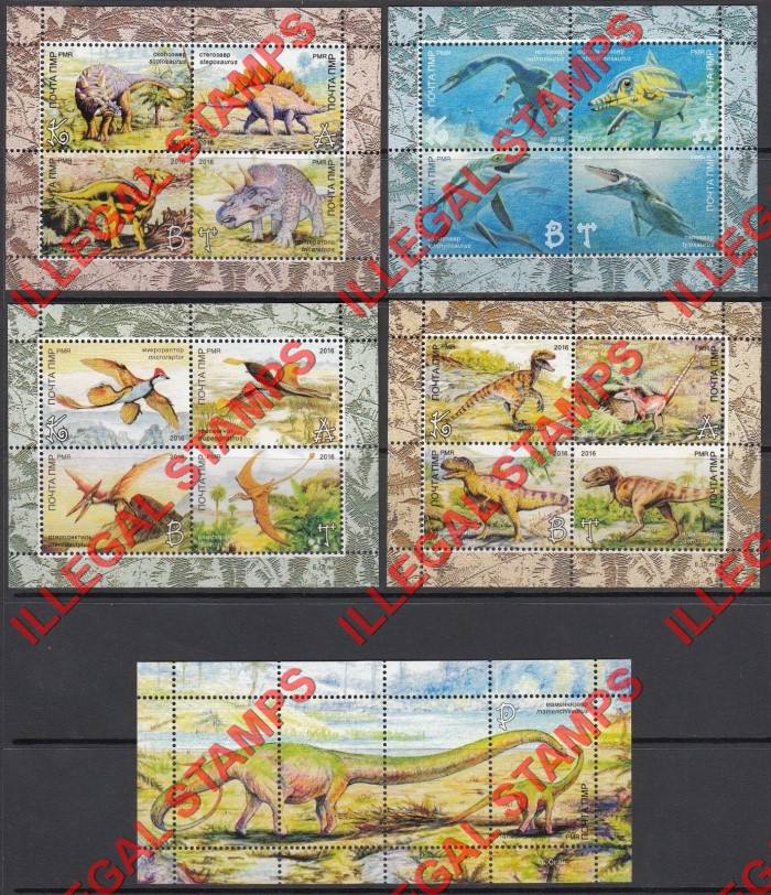 Transnistria 2016 Dinosaurs Illegal Stamps Transnistria 2016 Dinosaurs Illegal Stamps