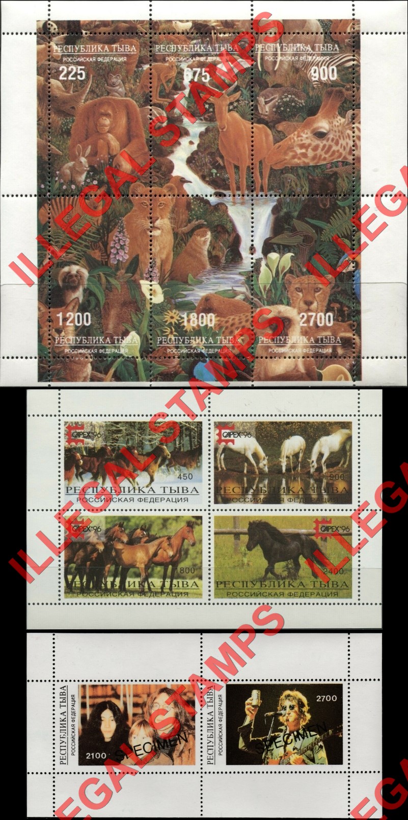 Republic of Tuva 1996 Counterfeit Illegal Stamps (Part 1) Republic of Tuva 1996 Counterfeit Illegal Stamps (Part 1)