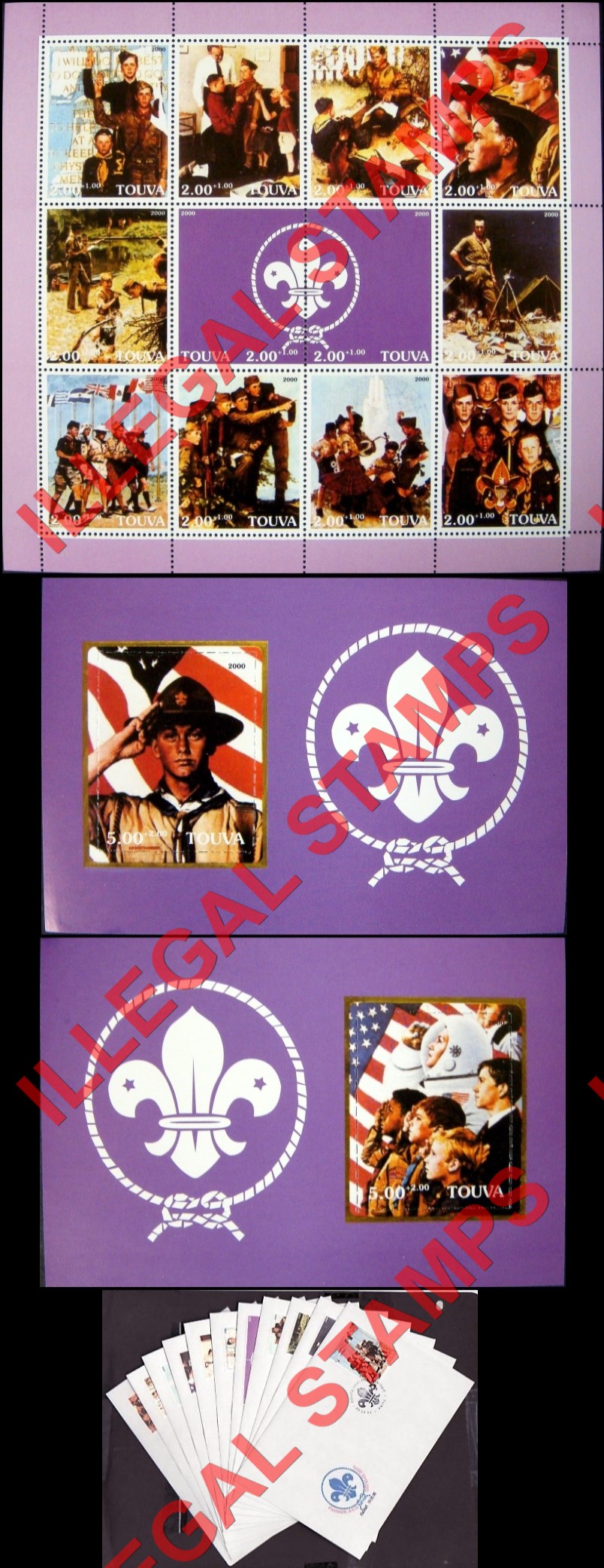 Republic of Tuva 2000 Scouts Counterfeit Illegal Stamps (Part 1) Republic of Tuva 2000 Scouts Counterfeit Illegal Stamps (Part 1)