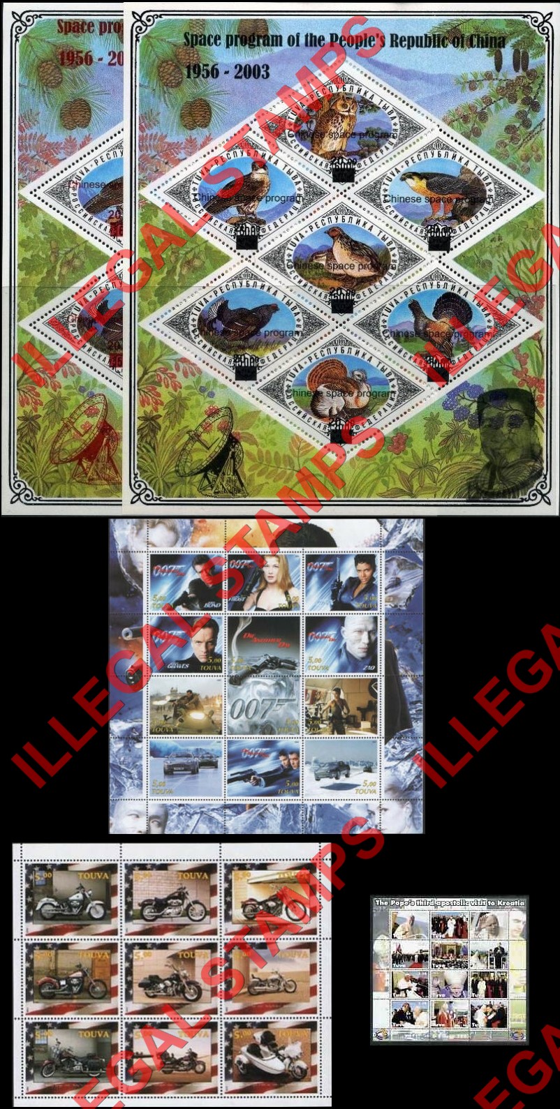 Republic of Tuva 2003 Counterfeit Illegal Stamps Republic of Tuva 2003 Counterfeit Illegal Stamps