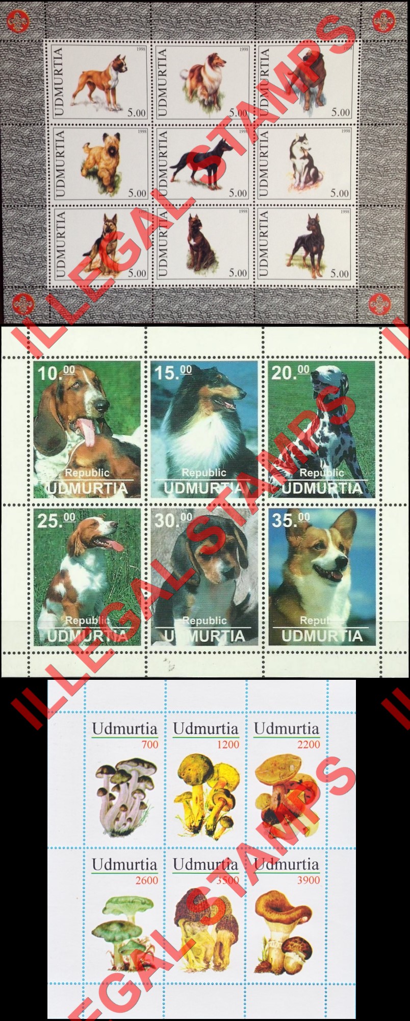Republic of Udmurtia 1998 Counterfeit Illegal Stamps (Part 2) Republic of Udmurtia 1998 Counterfeit Illegal Stamps (Part 2)